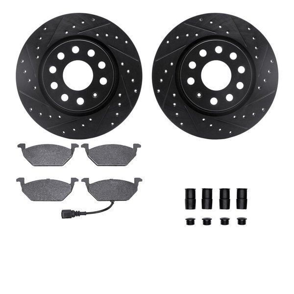 8312-74064, Rotors-Drilled, Slotted-BLK w/ 3000 Series Ceramic Brake Pads incl. Hardware, Zinc Coat, Dynamic Friction Co, Mfr#: 8312-74064